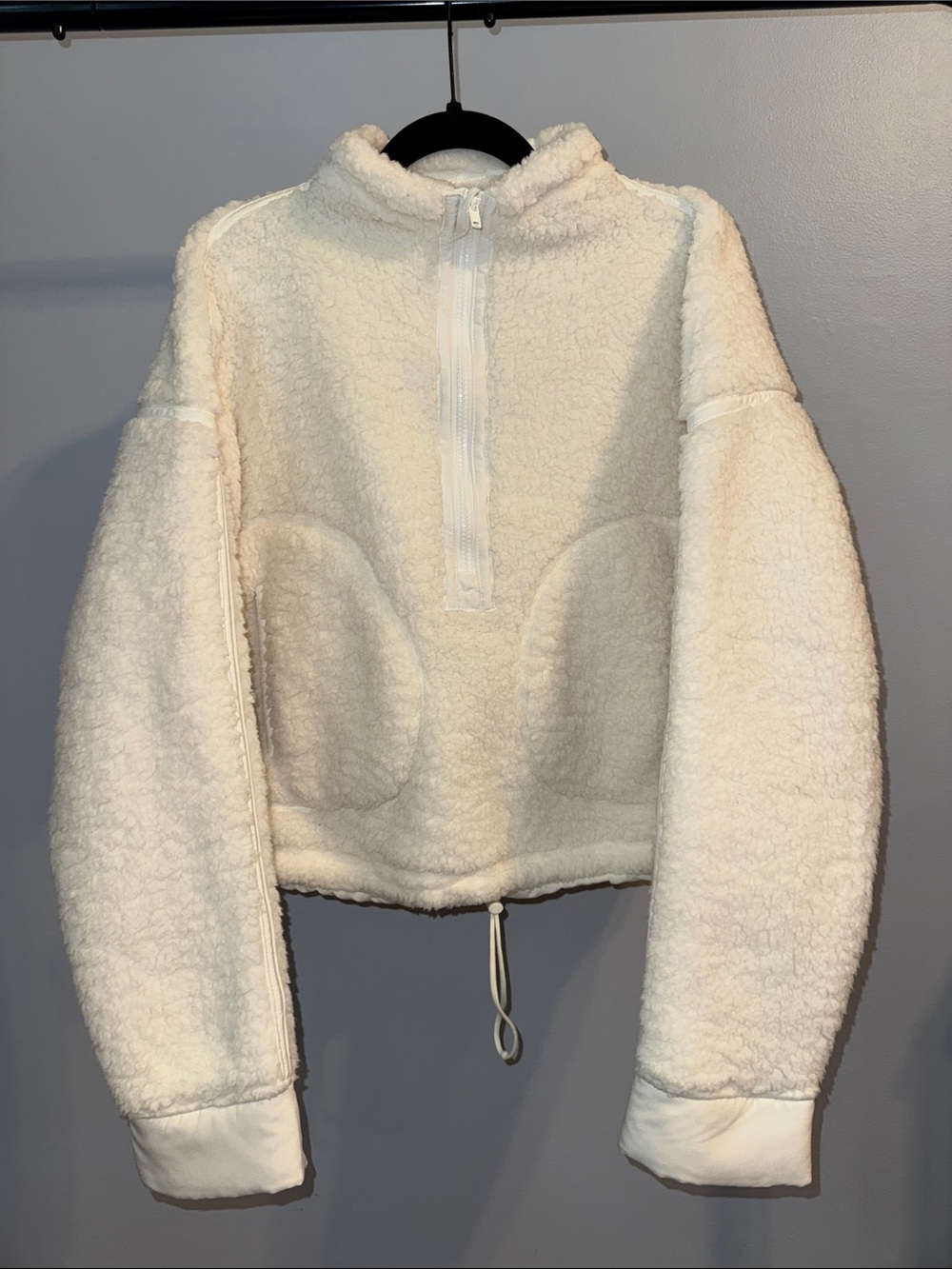 Cozy Sherpa Half-Zip Pullover Jacket - White